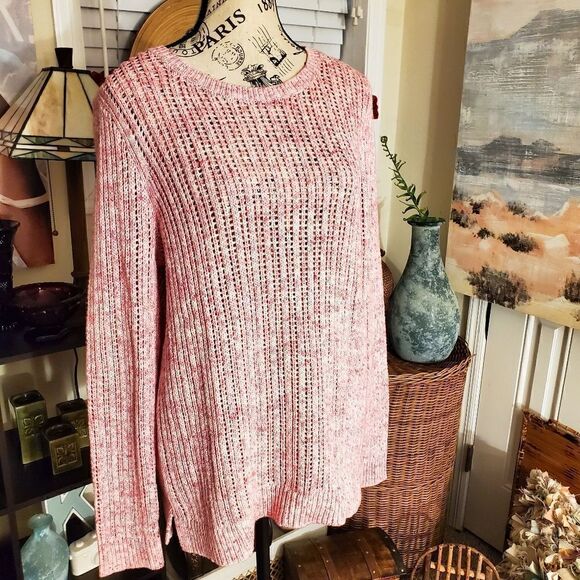 New Talbots Pink Knitted Marble Pattern Pull Over Sweater. - Picture 1 of 12